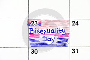 Reminder Bisexuality Day in calendar photo