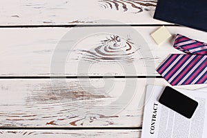 Reminder, contract and notepad.