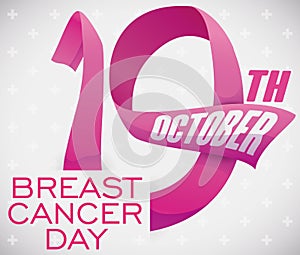 Reminder Date Designed with Pink Ribbons for Breast Cancer Day, Vector Illustration