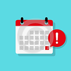 Reminder deadline calendar icon vector in flat style. Event sign symbol