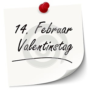 Reminder February 14 Valentine& x27;s Day on paper