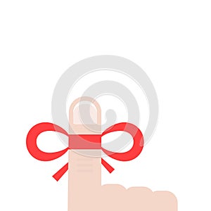 Reminder finger sign with red bow