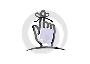 Reminder icon Vector . Hand with string reminder symbol