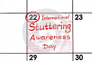 Reminder International Stuttering Awareness Day in calendar photo