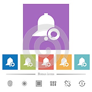 Reminder message flat white icons in square backgrounds