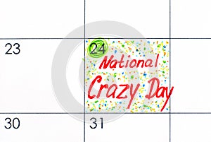 Reminder National Crazy Day in calendar