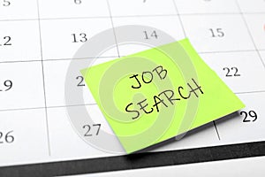 Reminder note about job search on calendar