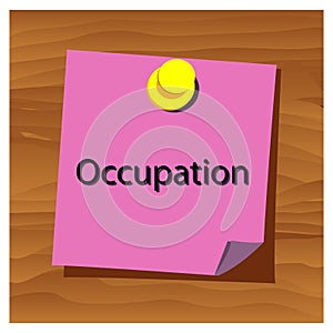 Reminder paper word occupation vector. Vector Illustration.