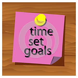 Reminder paper word think time set goals vector. Vector Illustration.