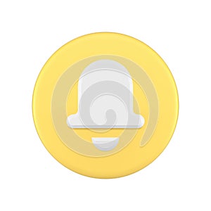 Reminder sound notification ring bell yellow circle button web alert 3d icon realistic vector