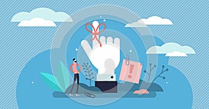 Reminder vector illustration. Flat tiny string around finger person concept