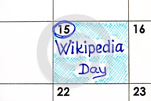 Reminder Wikipedia Day in calendar