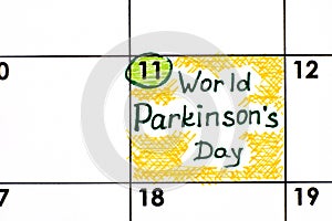 Reminder World Parkinsons Day in calendar