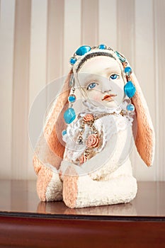 Reminiscences of childhood. Old vintage handmade art plush doll