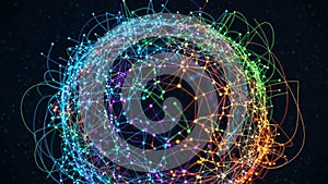 Reminiscent of neural connections or a web of interconnected