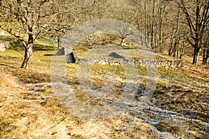 Remnants of buildings in village Kaliste destroyed during world war 2, Slovakia