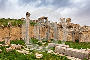 Remnants of columns of Temple of Minerva in Dougga, Tunisia photo