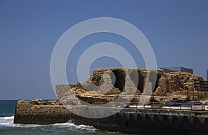 Remnants of the Crusader port in the Old City of Acre Akko photo