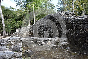 Remnants if a Building, Ancient Mayan Ruins, Coba Mexico