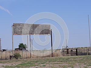 Remnants of a farm in Glenrio, one of America`s ghost towns at the New Mexico-Texas border photo