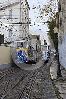 Remodelado trams in Lisbon in Portugal