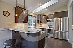 Remodeled kitchen with skylights. photo