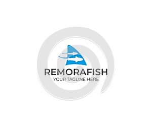 Remora Fish and Shark Fin Logo Template. Sharksucker Vector Design photo