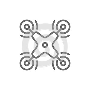 Remote air drone, aerial vehicle line icon.