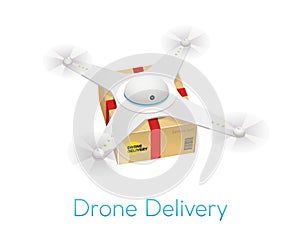 Remote air white modern drone with a box
