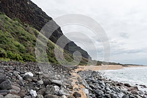 Remote beach at the edge of the Napali Coast on Kauai, Hawaii, in winter