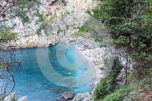 Remote beach named `Fakistra` at Pelion in Greece