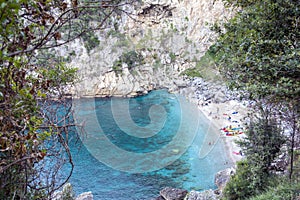 Remote beach named `Fakistra` at Pelion in Greece