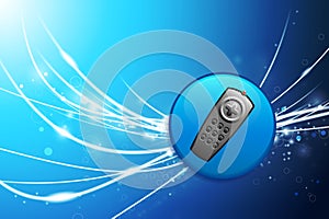 Remote Button on Blue Abstract Light Background