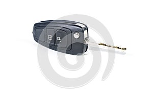 Remote car key on white background