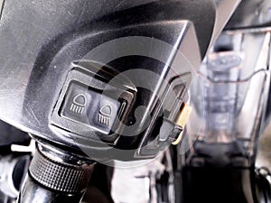 the remote and close range light switch panel buttons on the motorcycle