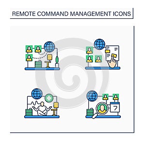 Remote command management color icon set