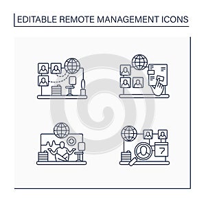 Remote command management line icon set