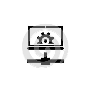 Remote Configuration, Settings Laptop Flat Vector Icon