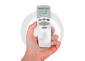 Remote control of air conditioner in hand