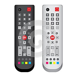 Remote Control Black and White isolated on white background.