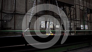 Remote control. Clip. Cargo transfer using a special crane-beam control panel