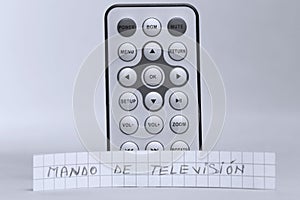 Remote control in English and mando de televisiÃÂ³n the Spanish word photo