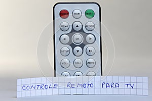 Remote control in English and controle remoto para TV in Portuguese language photo