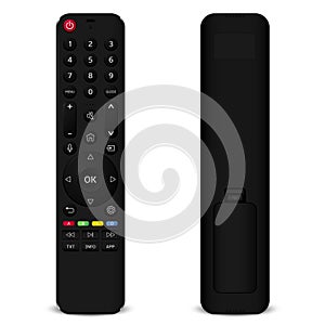 Remote control front and back side isolated on white background