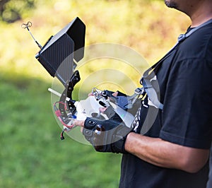 Remote control a helicopter crone. photo