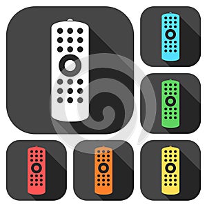 Remote control icons set with long shadow