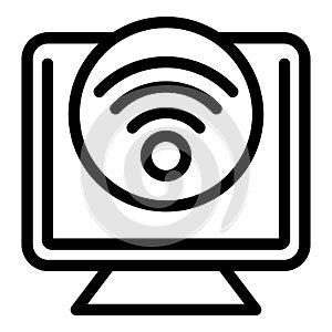 Remote control monitor icon outline vector. Camera wifi