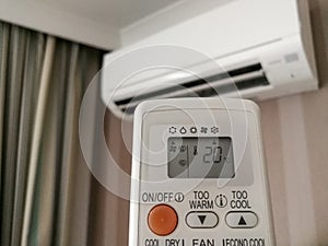 Remote control pointing at air conditioner