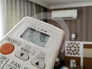 Remote control pointing at air conditioner