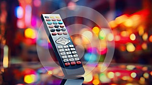 Remote control and selection of TV channels.